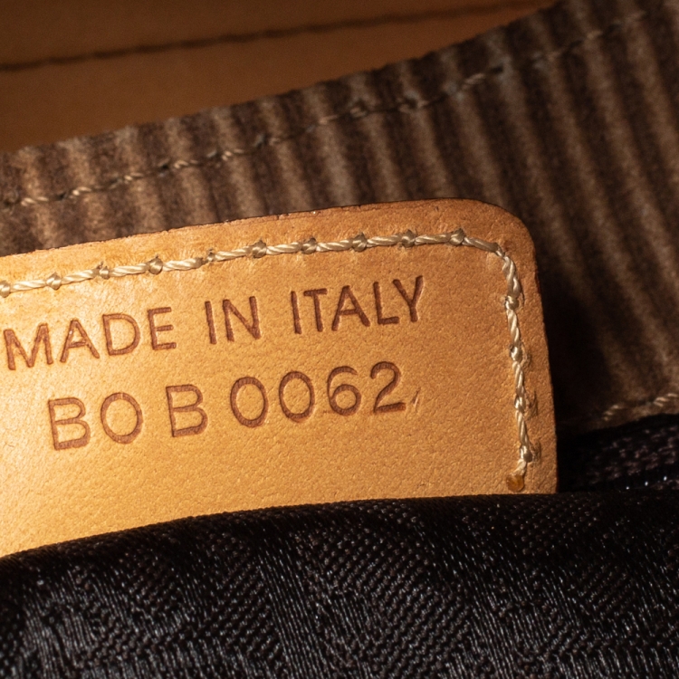 Pre Owned Dior Tan/Beige Striped Suede and Leather Vintage Buckle Flap Hobo