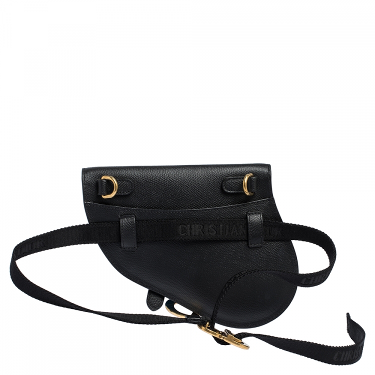 Pre Owned Dior Black Leather Saddle Belt Bag