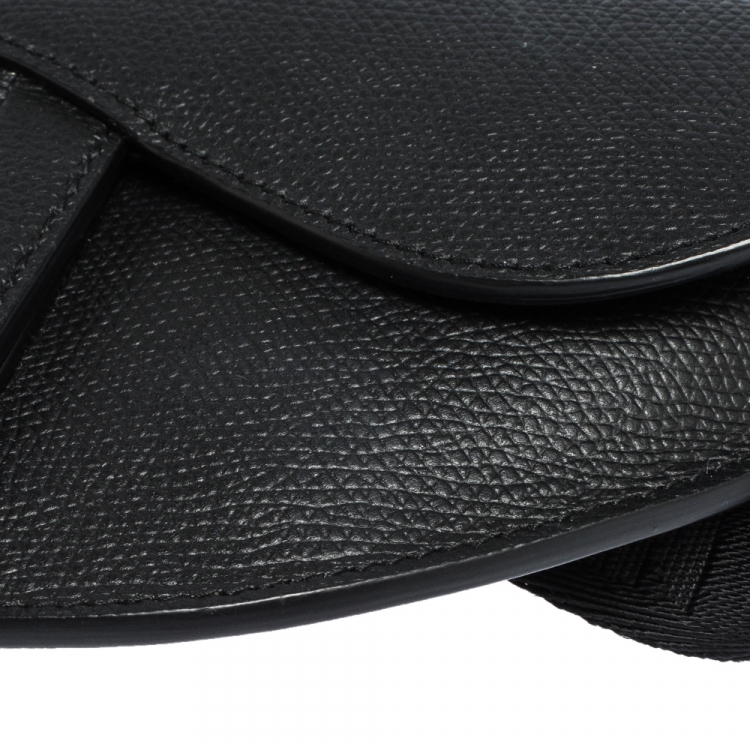 Pre Owned Dior Black Leather Saddle Belt Bag