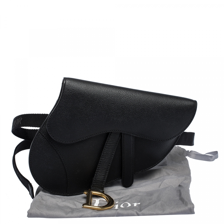 Pre Owned Dior Black Leather Saddle Belt Bag