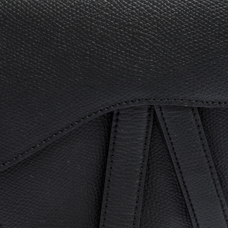 Pre Owned Dior Black Leather Saddle Belt Bag