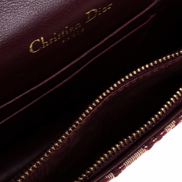 Pre Owned Dior Burgundy/Beige Oblique Canvas and Leather Saddle Belt Bag