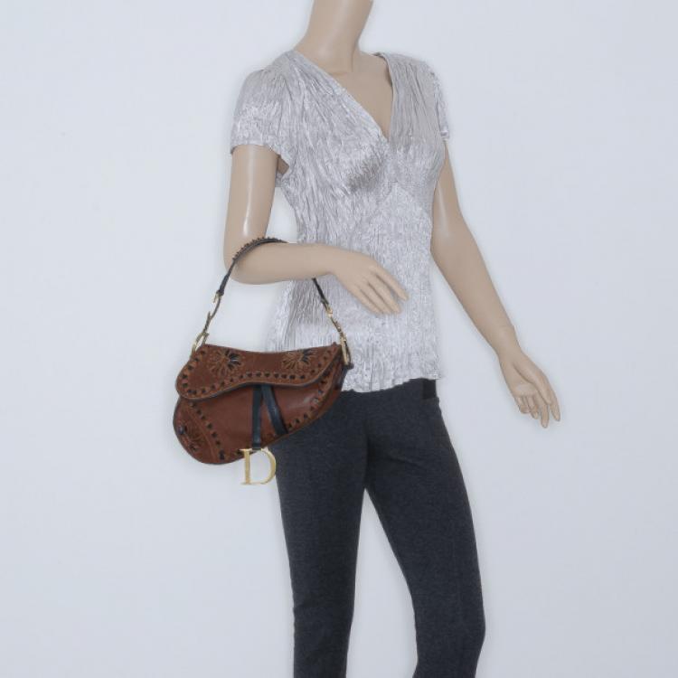 Pre Owned Dior Brown Leather Limited Edition Saddle Bag