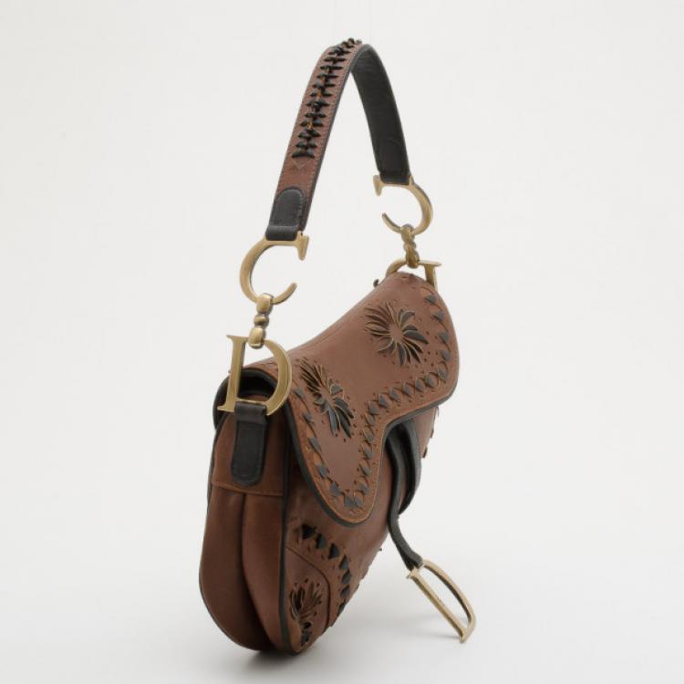 Pre Owned Dior Brown Leather Limited Edition Saddle Bag