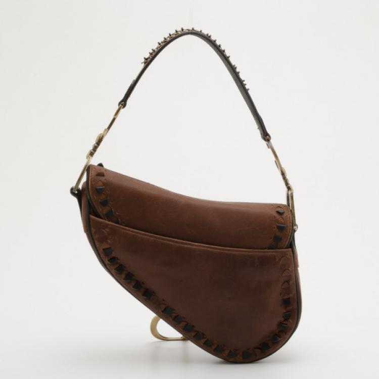 Pre Owned Dior Brown Leather Limited Edition Saddle Bag