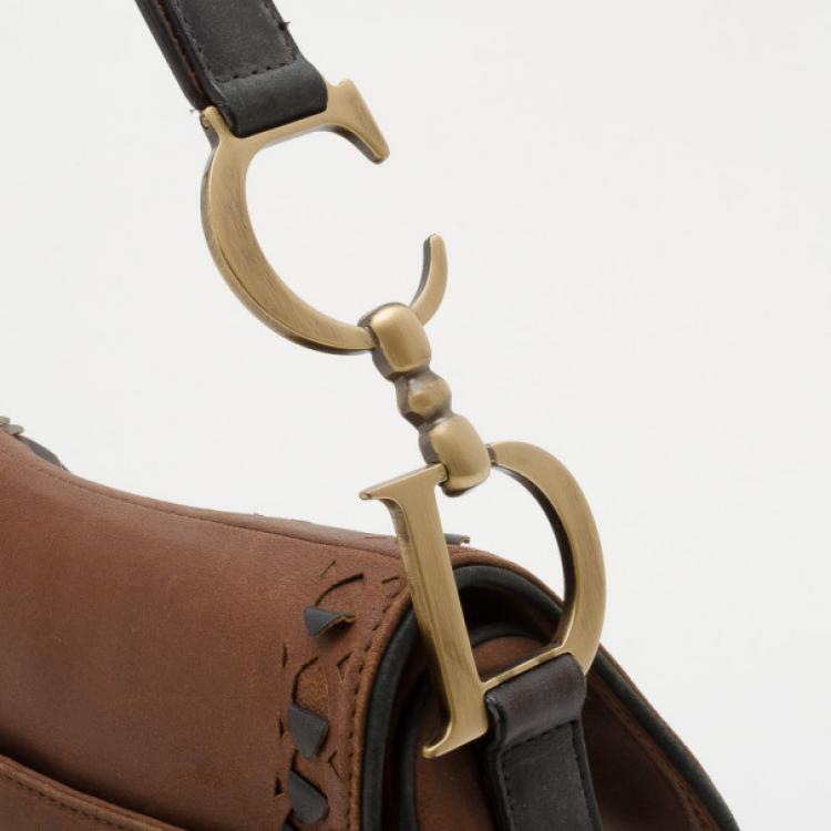 Pre Owned Dior Brown Leather Limited Edition Saddle Bag