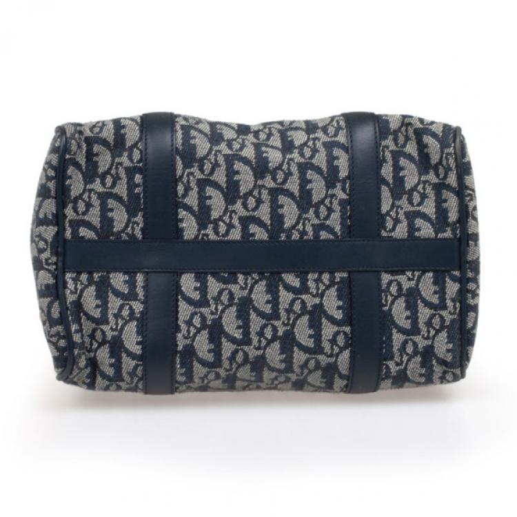 Pre Owned Christian Dior Navy Monogram Small Boston Bag