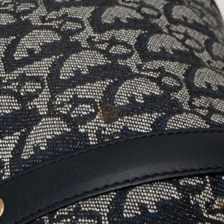 Pre Owned Christian Dior Navy Monogram Small Boston Bag