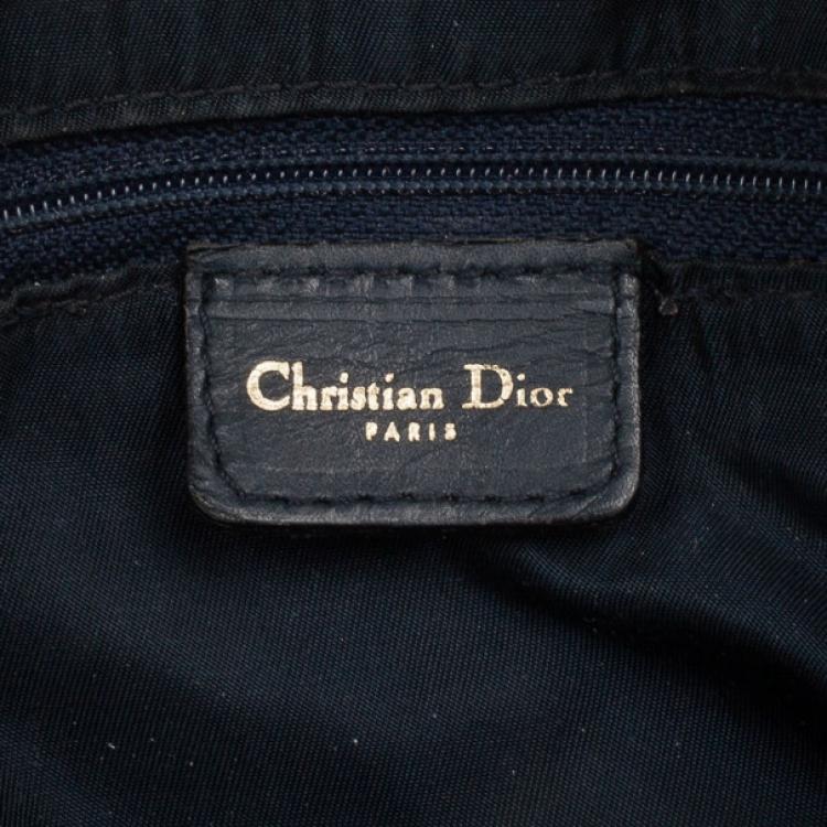Pre Owned Christian Dior Navy Monogram Small Boston Bag