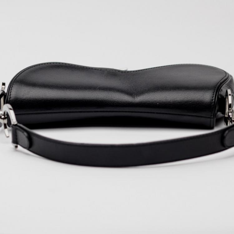 Pre Owned Christian Dior Black Leather Saddle Bag