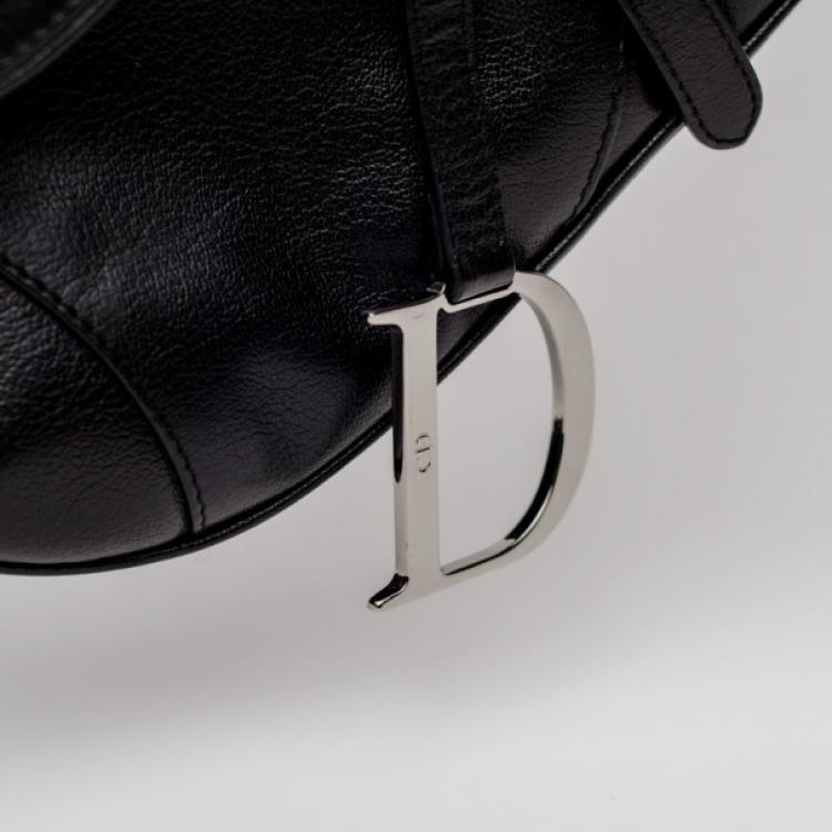 Pre Owned Christian Dior Black Leather Saddle Bag