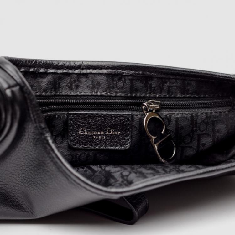 Pre Owned Christian Dior Black Leather Saddle Bag