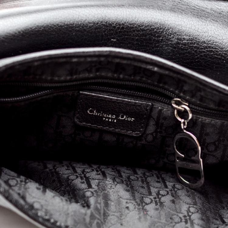 Pre Owned Christian Dior Black Leather Saddle Bag