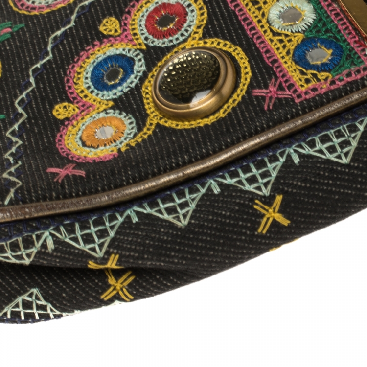 Pre Owned Dior Multicolor Fabric 1947 Montaigne Chris License Plate Saddle Bag