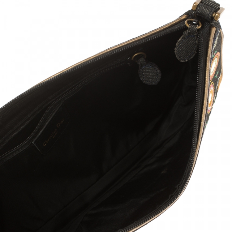 Pre Owned Dior Multicolor Fabric 1947 Montaigne Chris License Plate Saddle Bag
