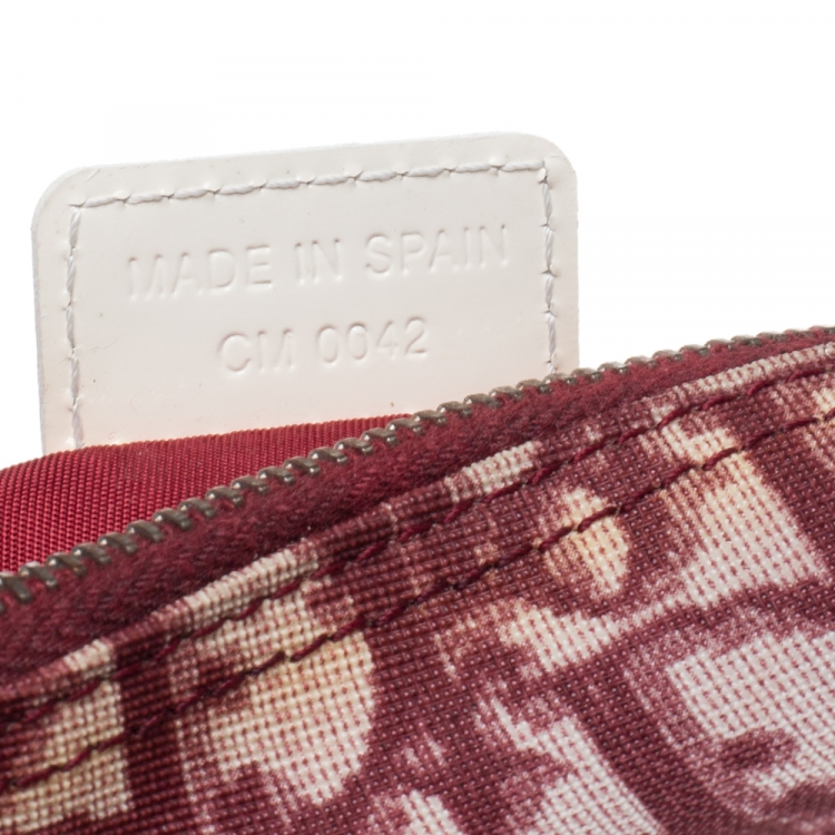 Pre Owned Dior Burgundy/White Oblique Canvas Saddle Bag