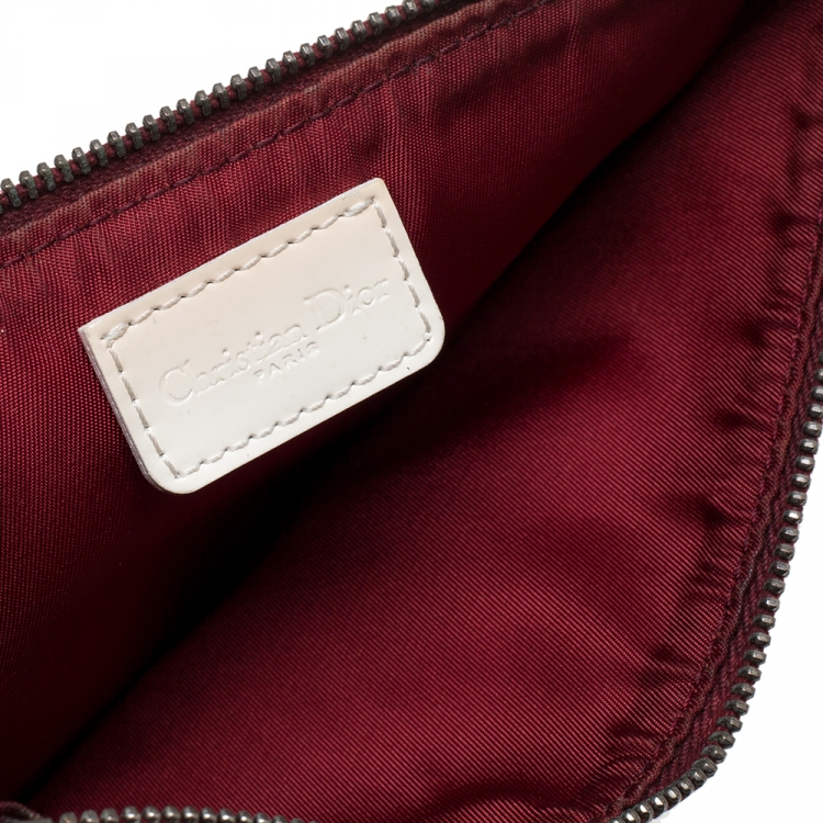 Pre Owned Dior Burgundy/White Oblique Canvas Saddle Bag