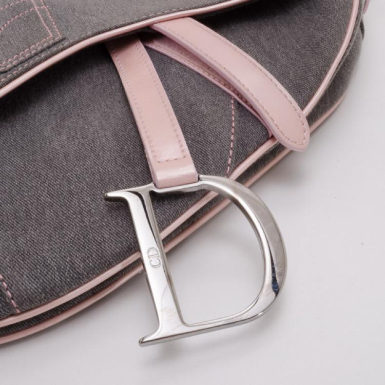 Pre Owned Dior Grey and Pink Saddle Bag