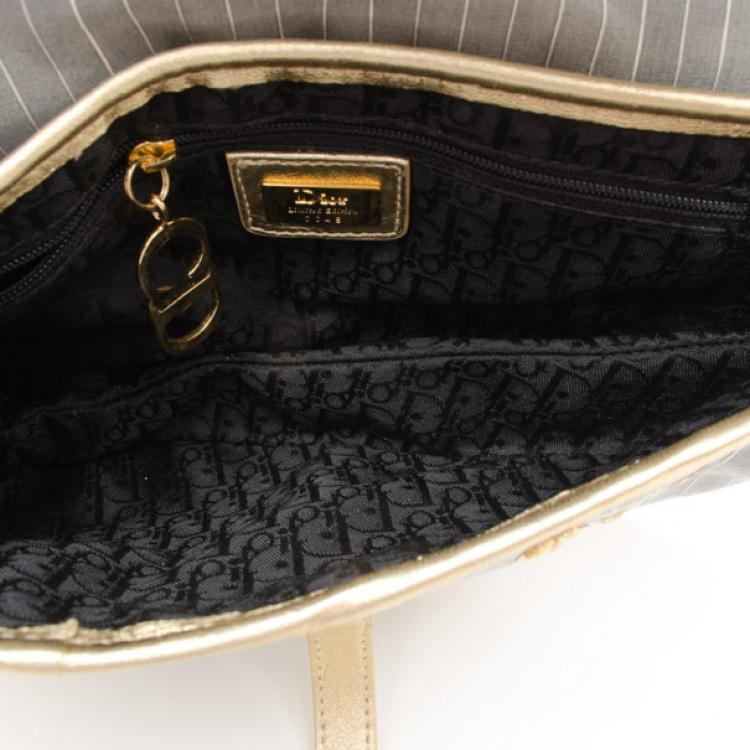 Pre Owned Dior Grey Sequins Limited Edition Saddle Bag