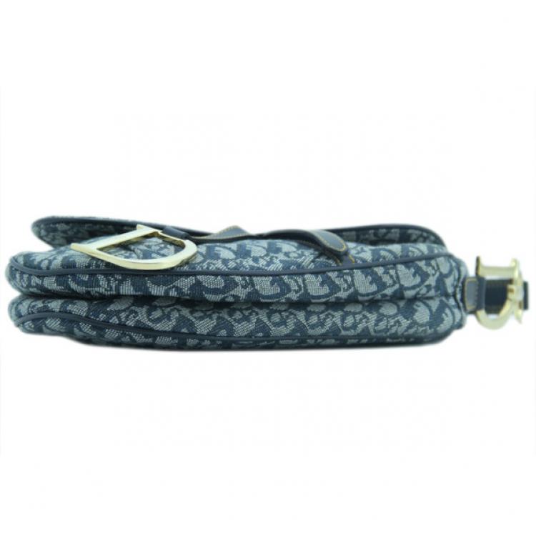 Pre Owned Dior Blue Denim Saddle Bag