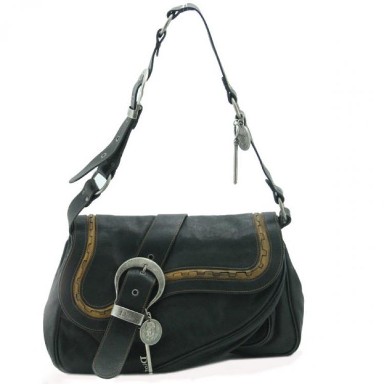 Pre Owned Dior Gaucho Double Flap Saddle Bag