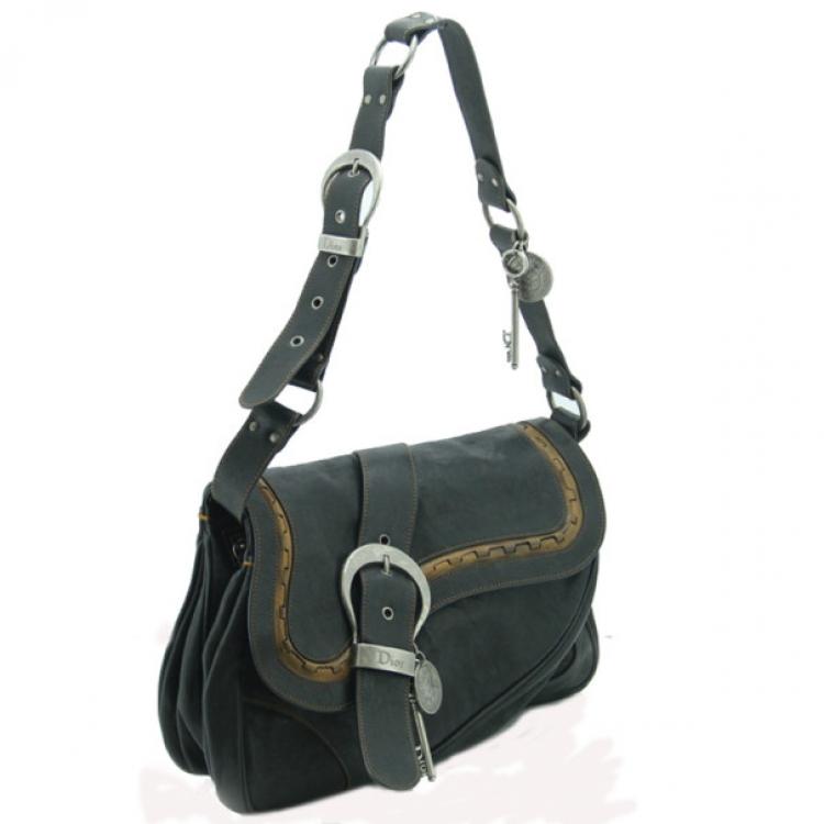 Pre Owned Dior Gaucho Double Flap Saddle Bag
