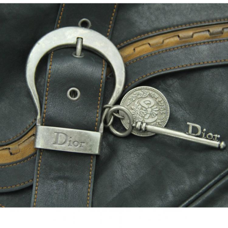 Pre Owned Dior Gaucho Double Flap Saddle Bag