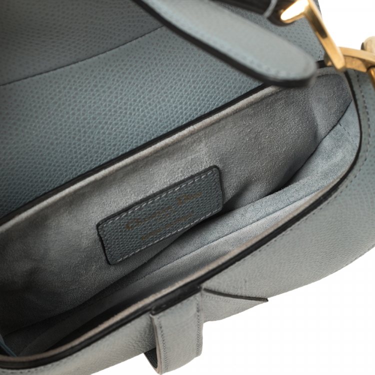 Pre Owned Dior Blue Leather Mini Saddle Bag