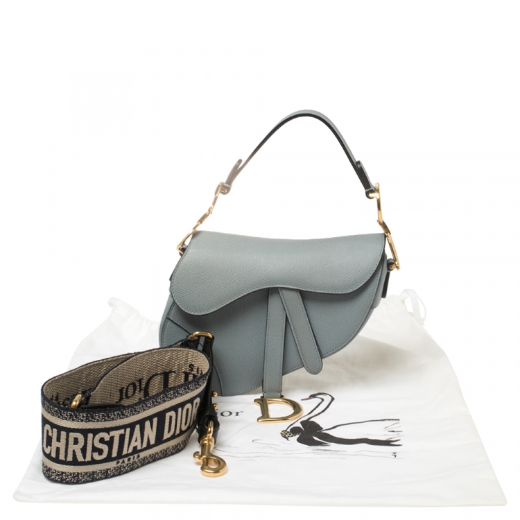 Pre Owned Dior Blue Leather Mini Saddle Bag