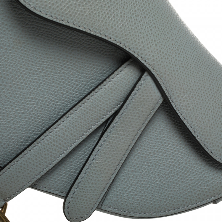 Pre Owned Dior Blue Leather Mini Saddle Bag