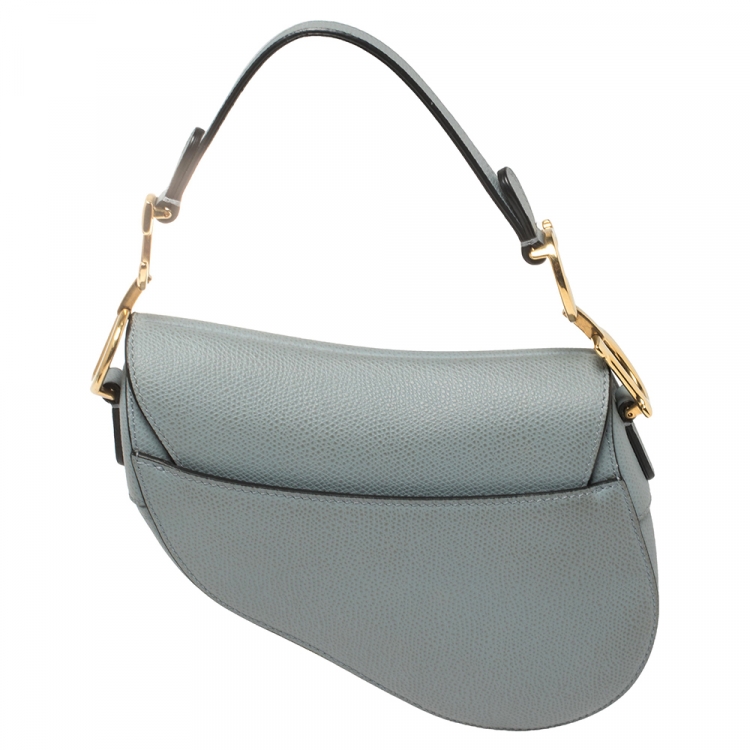 Pre Owned Dior Blue Leather Mini Saddle Bag