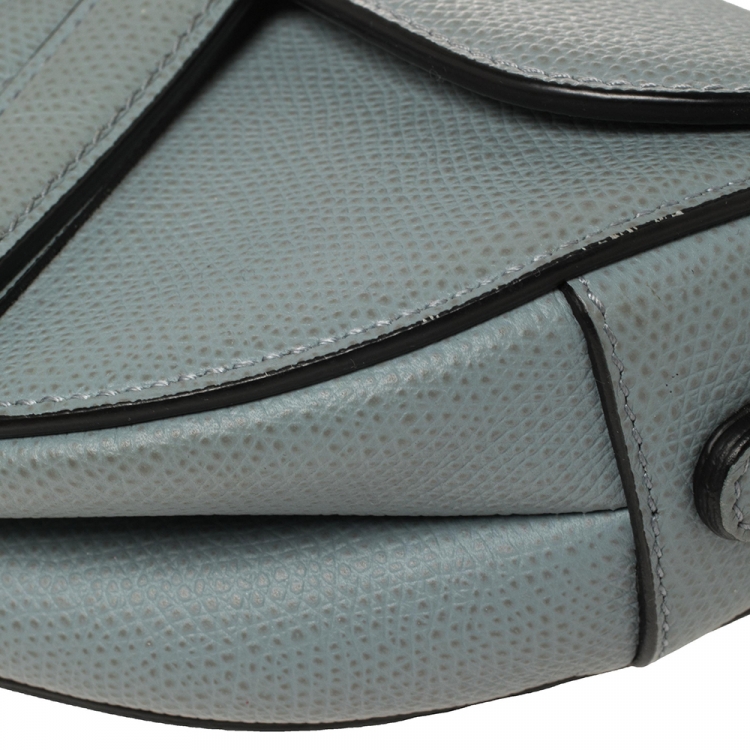 Pre Owned Dior Blue Leather Mini Saddle Bag