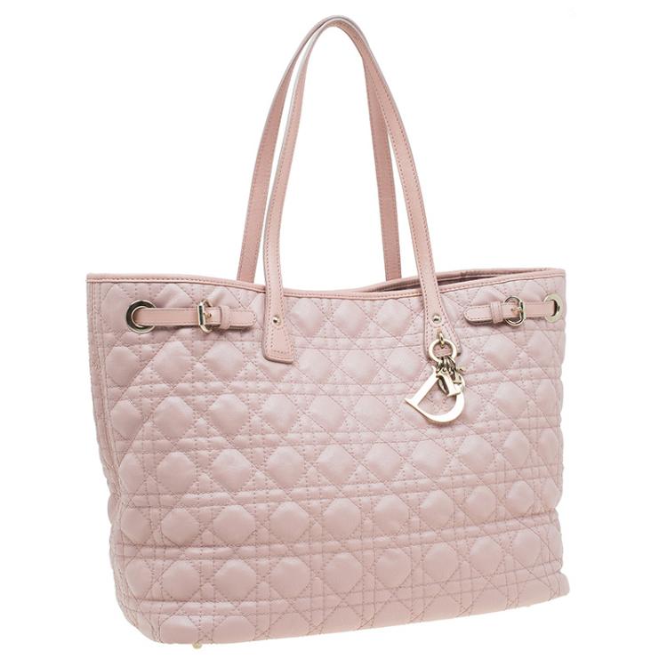 Pre Owned Dior Pink Coated Canvas Medium Panarea Shopper Tote