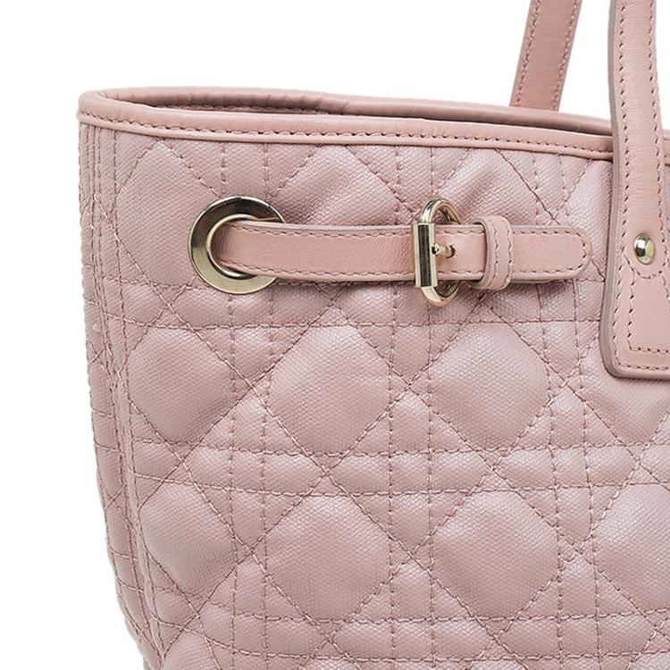 Pre Owned Dior Pink Coated Canvas Medium Panarea Shopper Tote