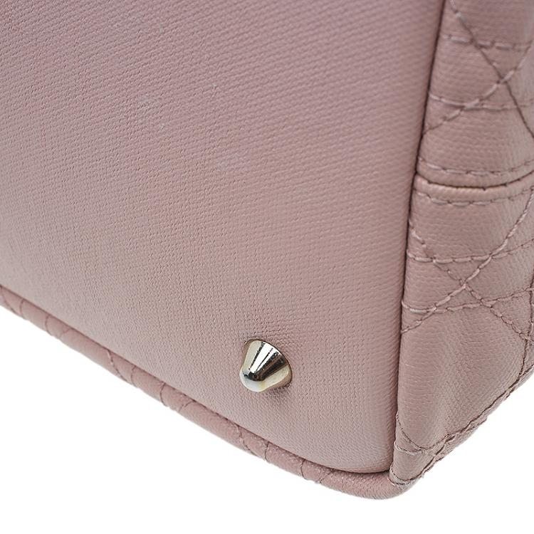 Pre Owned Dior Pink Coated Canvas Medium Panarea Shopper Tote