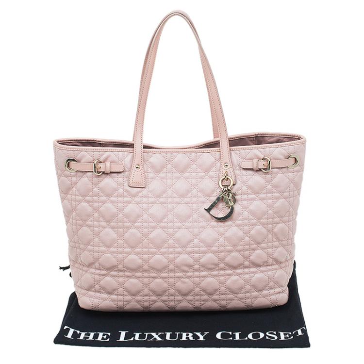 Pre Owned Dior Pink Coated Canvas Medium Panarea Shopper Tote