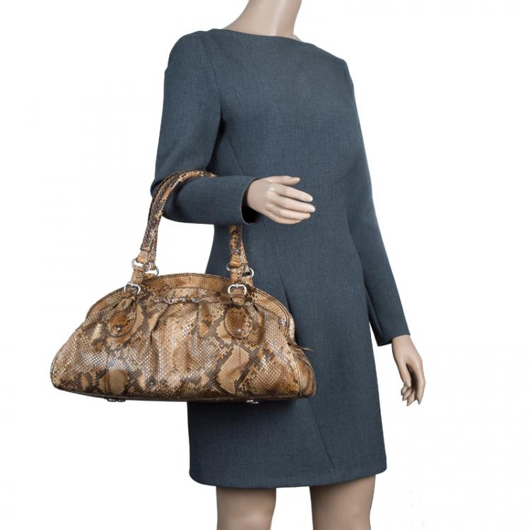 Pre Owned Dior Brown Python My Dior Frame Bag