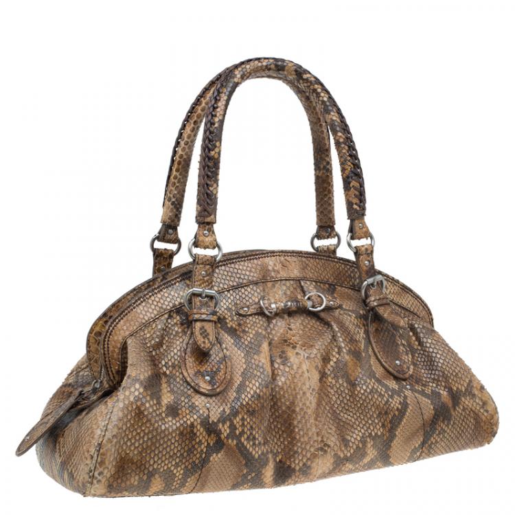 Pre Owned Dior Brown Python My Dior Frame Bag