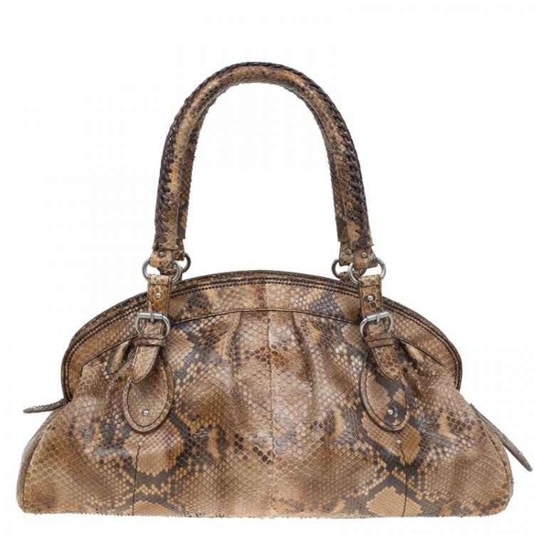 Pre Owned Dior Brown Python My Dior Frame Bag