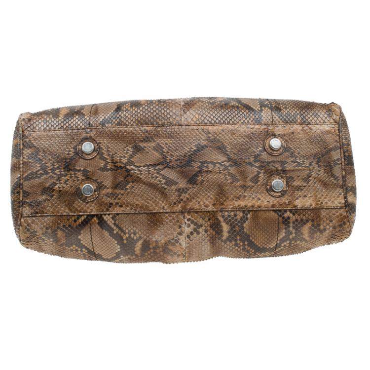 Pre Owned Dior Brown Python My Dior Frame Bag