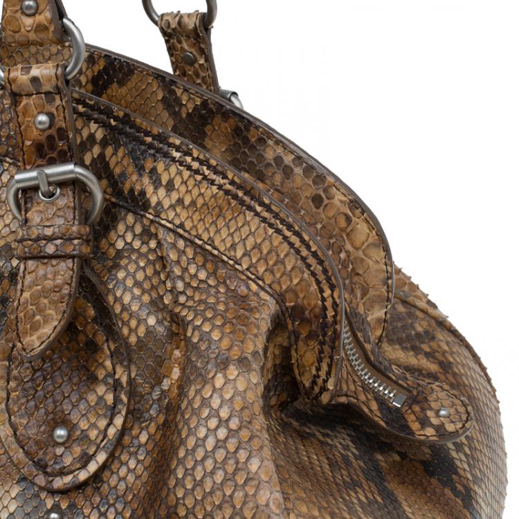 Pre Owned Dior Brown Python My Dior Frame Bag