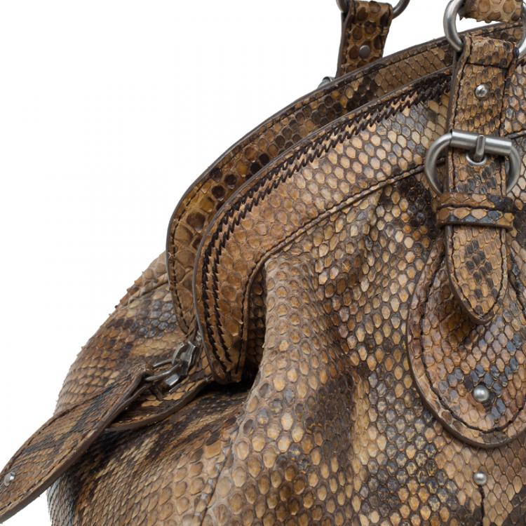 Pre Owned Dior Brown Python My Dior Frame Bag