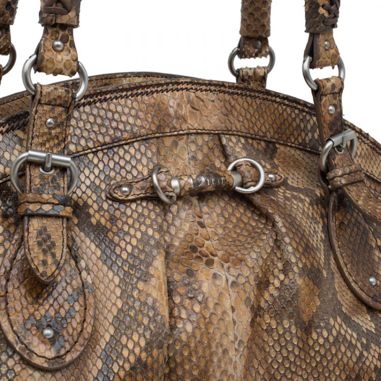 Pre Owned Dior Brown Python My Dior Frame Bag