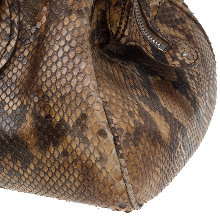 Pre Owned Dior Brown Python My Dior Frame Bag
