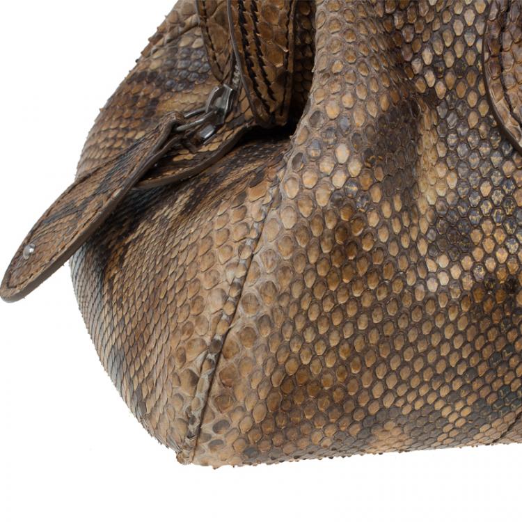 Pre Owned Dior Brown Python My Dior Frame Bag