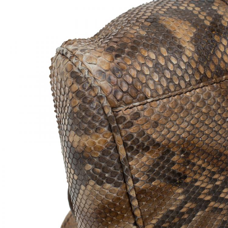 Pre Owned Dior Brown Python My Dior Frame Bag