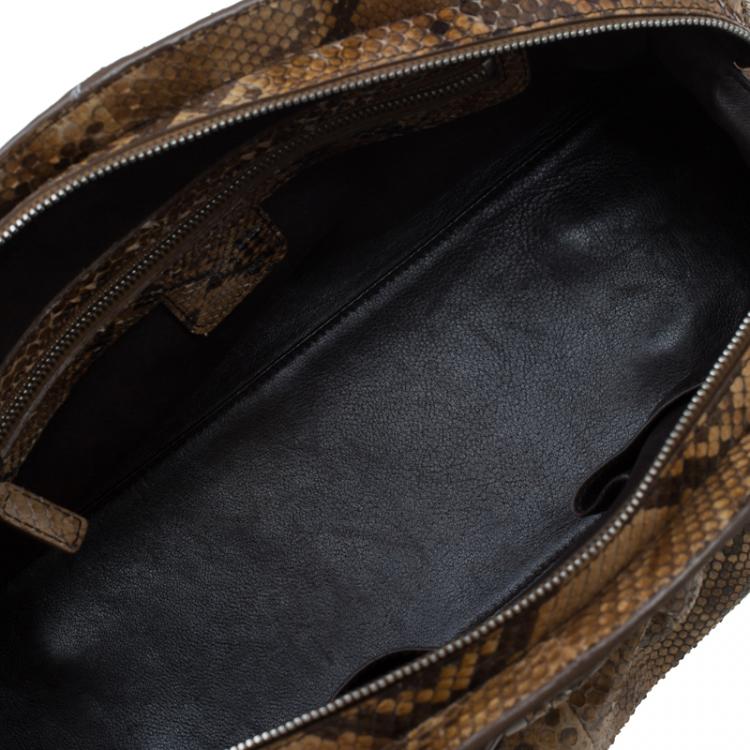 Pre Owned Dior Brown Python My Dior Frame Bag