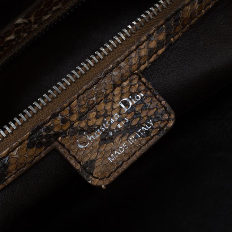 Pre Owned Dior Brown Python My Dior Frame Bag