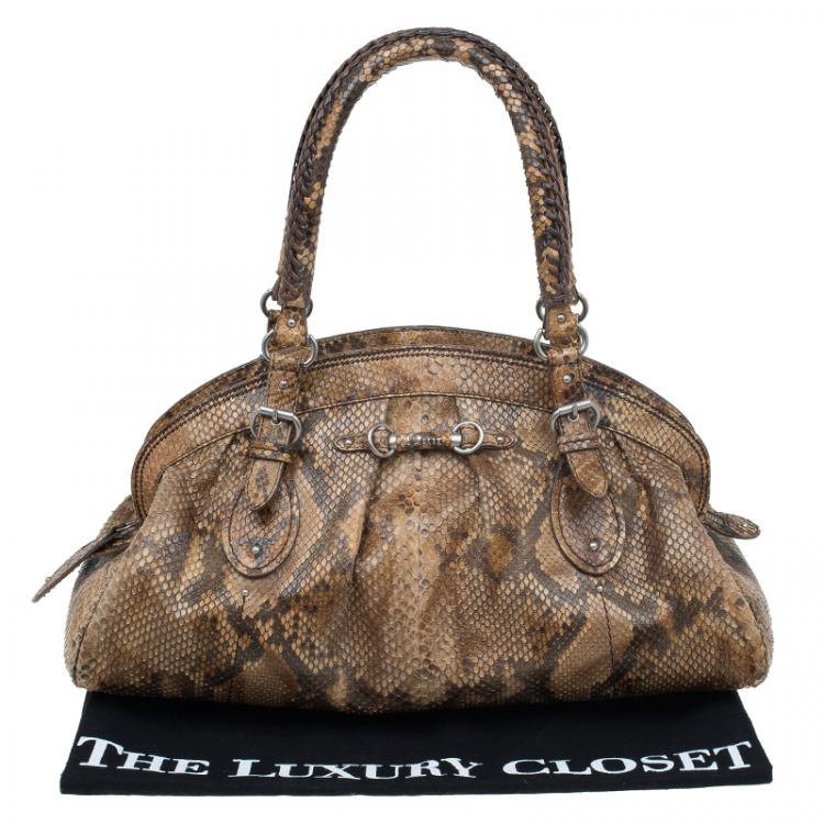 Pre Owned Dior Brown Python My Dior Frame Bag