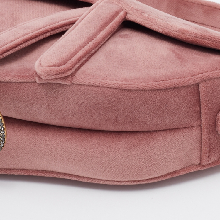 Pre Owned Dior Beige Velvet Mini Saddle Bag